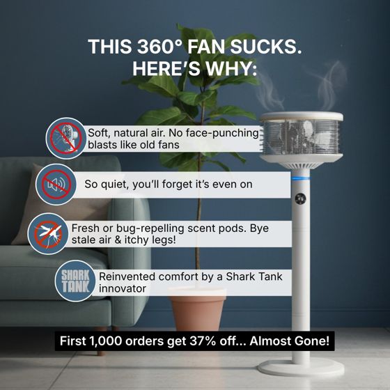 Static ad for SPIN360 (home appliance, 360° fan)