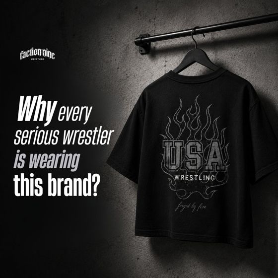 Static ad for Faction Nine (apparel, wrestling streetwear)