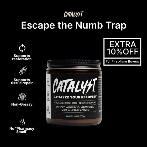Static ad for Catalyst (supplements, recovery cream)