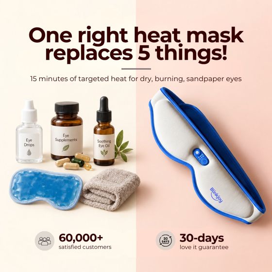 Static ad for BlinkJoy (health tech, heat eye mask)