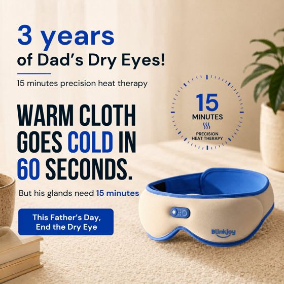 Static ad for BlinkJoy (health tech, heat eye mask)
